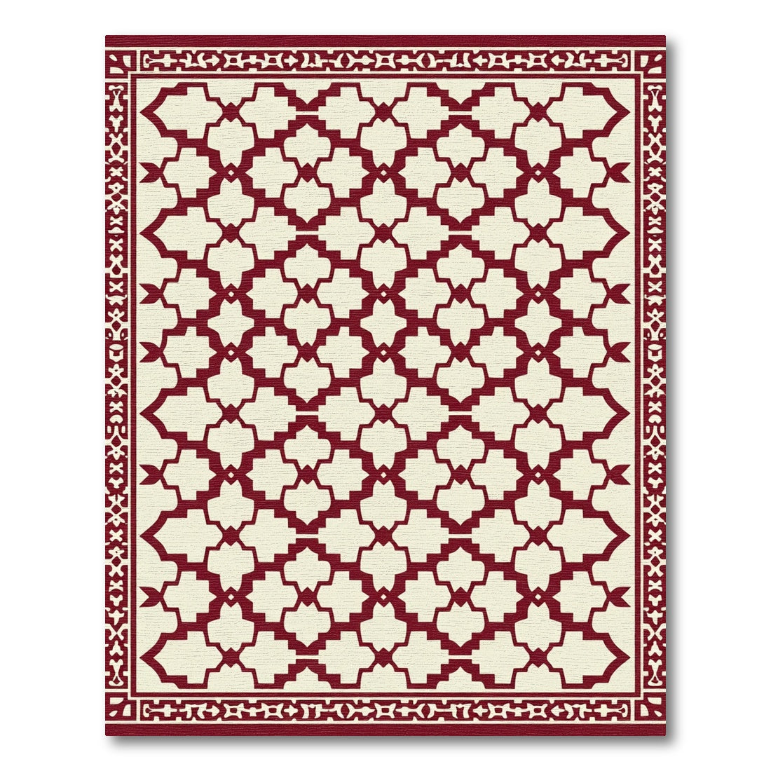Deep Red Lattice Arabesque Kilim Rug