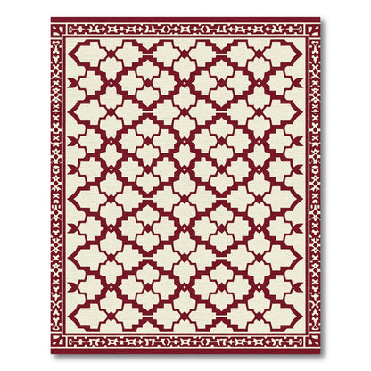 Deep Red Lattice Arabesque Kilim Rug
