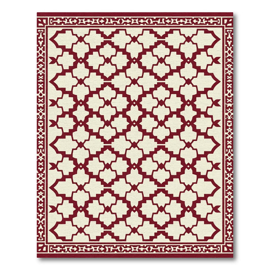 Deep Red Lattice Arabesque Kilim Rug