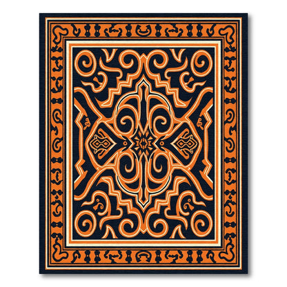 Bold Orange Swirl Medallion Rug