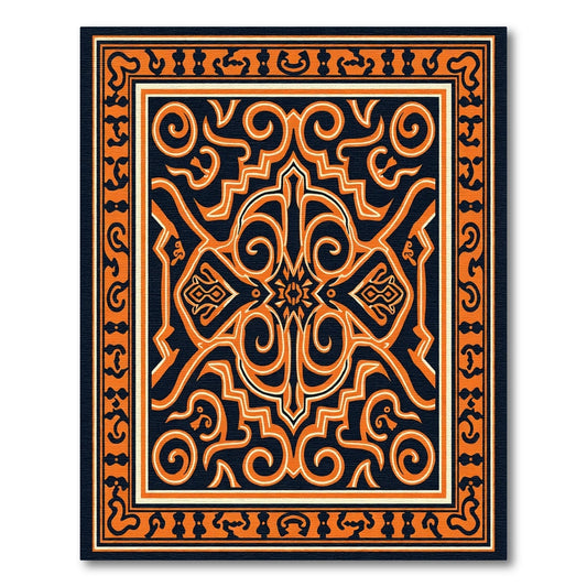 Bold Orange Swirl Medallion Rug