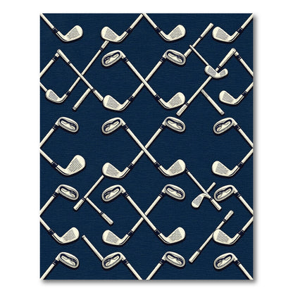 Navy Blue Crossed Golf Club Rug