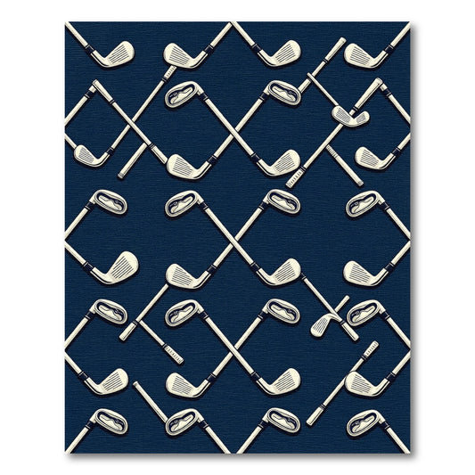Navy Blue Crossed Golf Club Rug