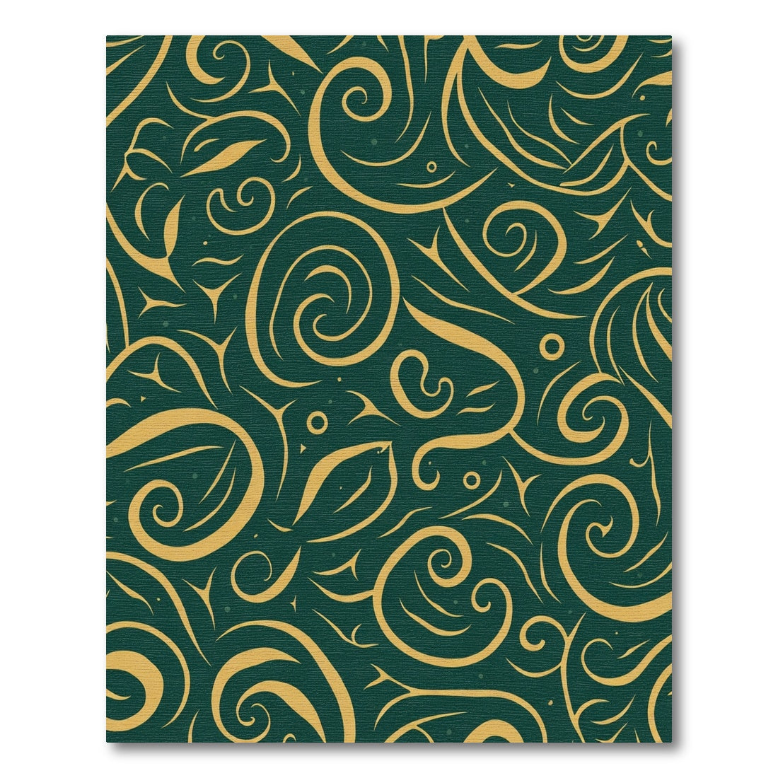 Emerald Swirl Golden Flourish Abstract Rug