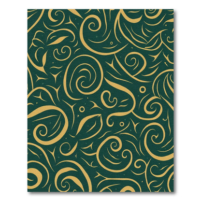 Emerald Swirl Golden Flourish Abstract Rug