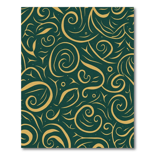 Emerald Swirl Golden Flourish Abstract Rug