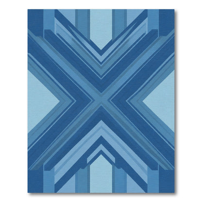Modern Blue Geometric Arrow Rug