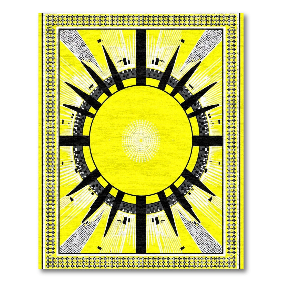 Radiant Sunburst Geometric Abstract Rug