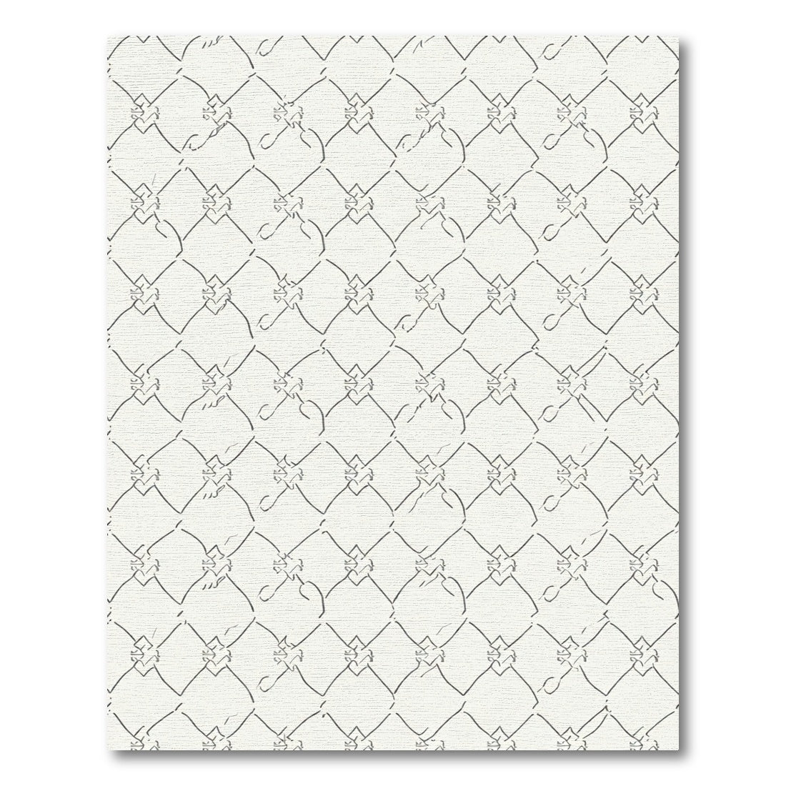Minimalist Cream Diamond Lattice Overlay Rug