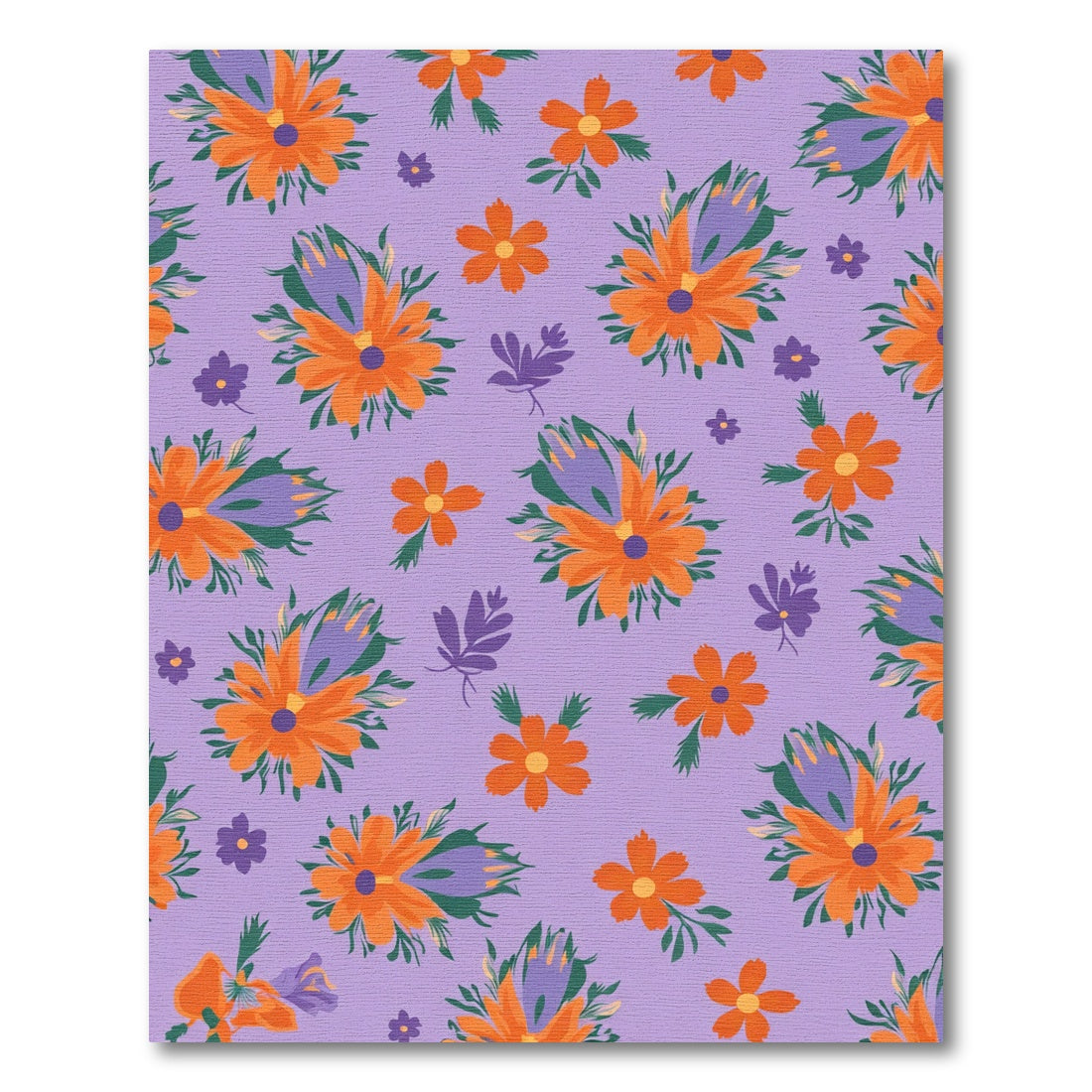 Whimsical Orange Purple Floral Meadow Rug
