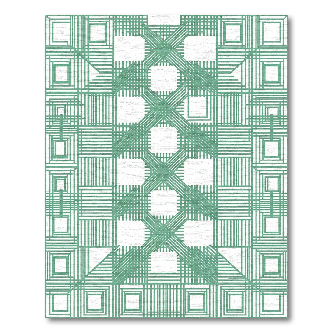 Mint Green Intersecting Square Lines Rug