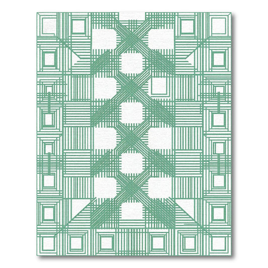 Mint Green Intersecting Square Lines Rug