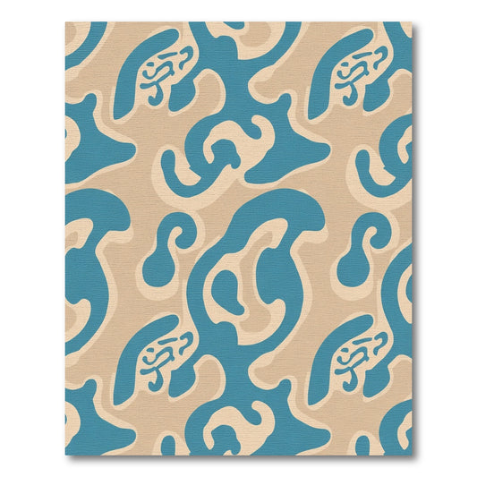 Organic Teal Beige Abstract Flow Rug