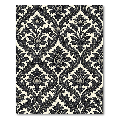 Classic Black White Acanthus Scroll Rug