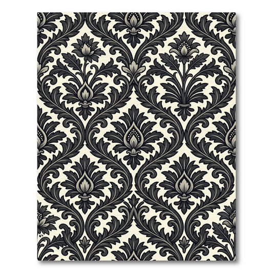 Classic Black White Acanthus Scroll Rug