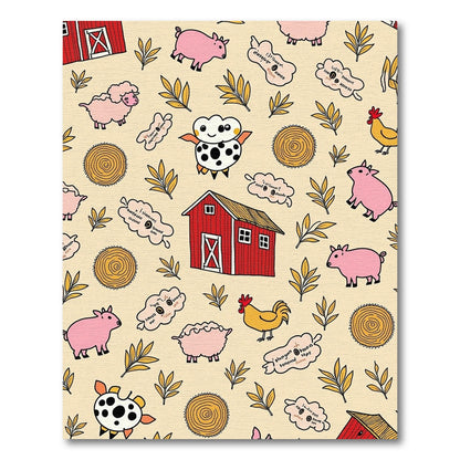 Whimsical Farm Animals Barn Hay Bales Rug