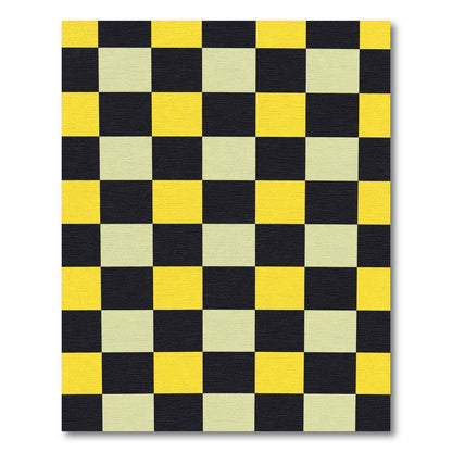 Black Yellow Checkerboard Squares Rug