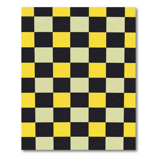 Black Yellow Checkerboard Squares Rug