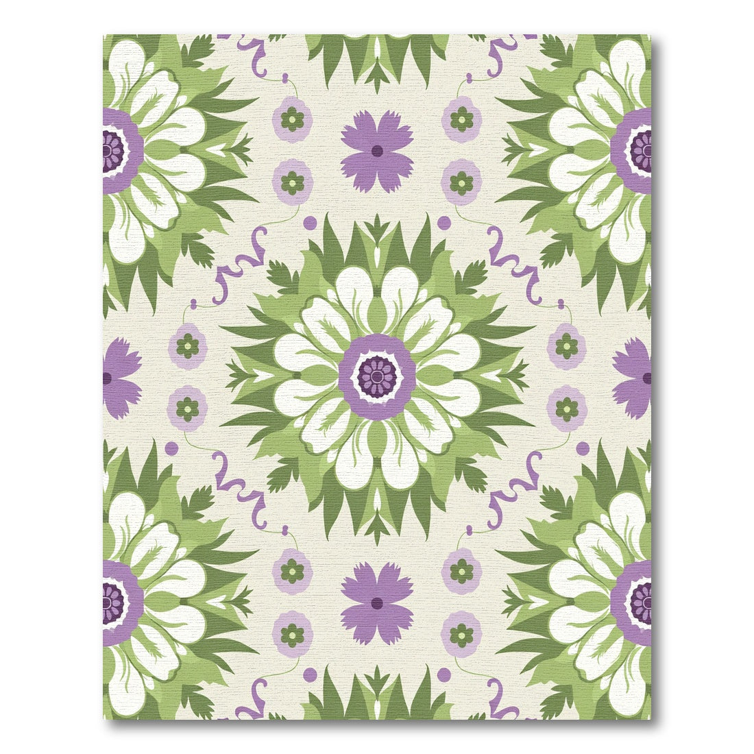 Floral Medallion With Green Ribbons Rug