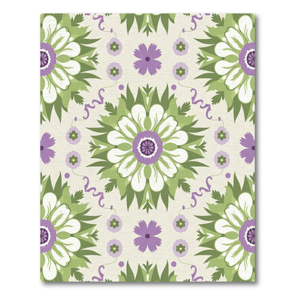 Floral Medallion With Green Ribbons Rug