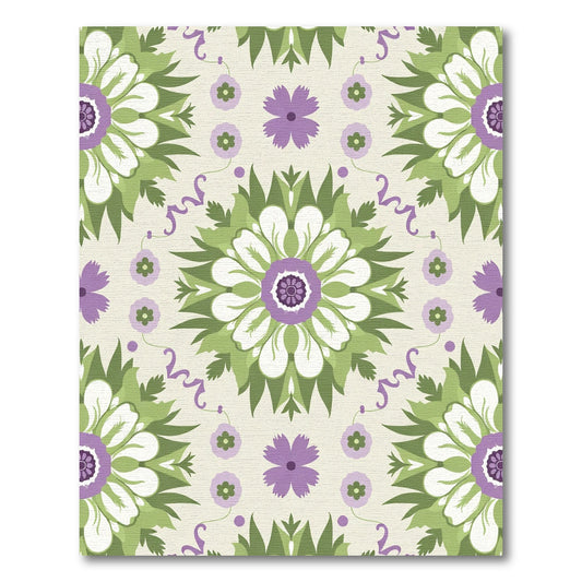 Floral Medallion With Green Ribbons Rug