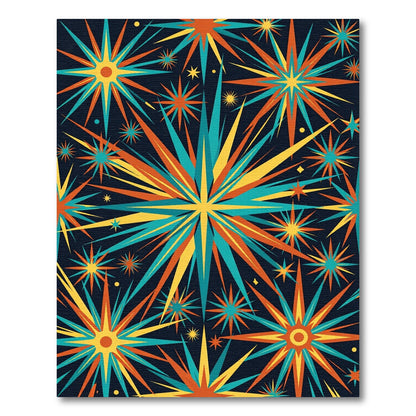 Vibrant Retro Mid-Century Starburst Art Rug
