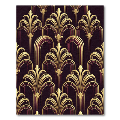 Art Deco Gold Fan Arch Tapestry Rug