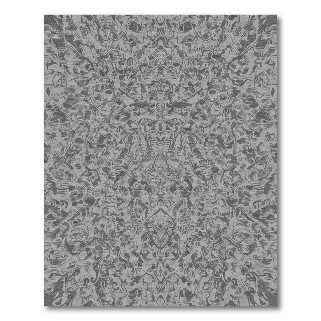 Pewter Gray Ornate Scroll Medallion Rug