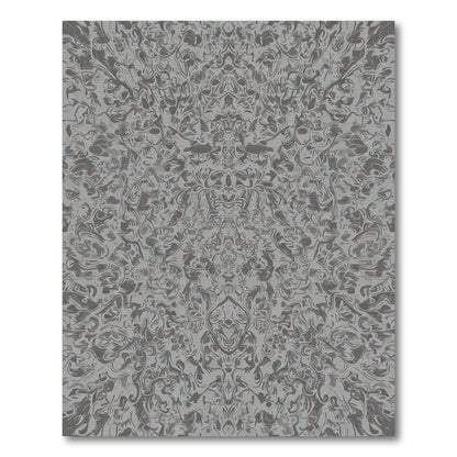 Pewter Gray Ornate Scroll Medallion Rug