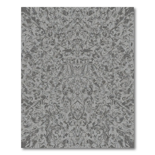 Pewter Gray Ornate Scroll Medallion Rug