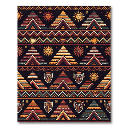 Tribal Earthy Sun Temple Geometric Rug