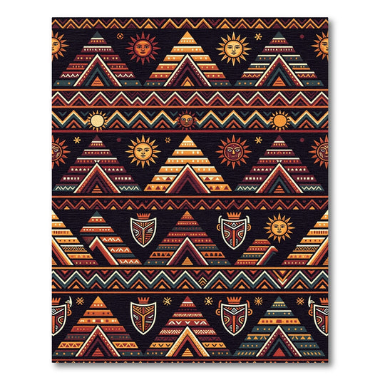 Tribal Earthy Sun Temple Geometric Rug
