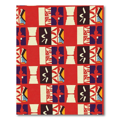 Red Ochre Abstract Geometric Composition Rug
