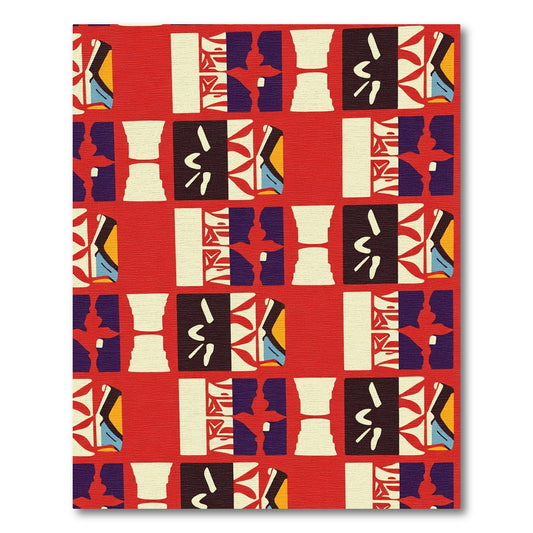 Red Ochre Abstract Geometric Composition Rug