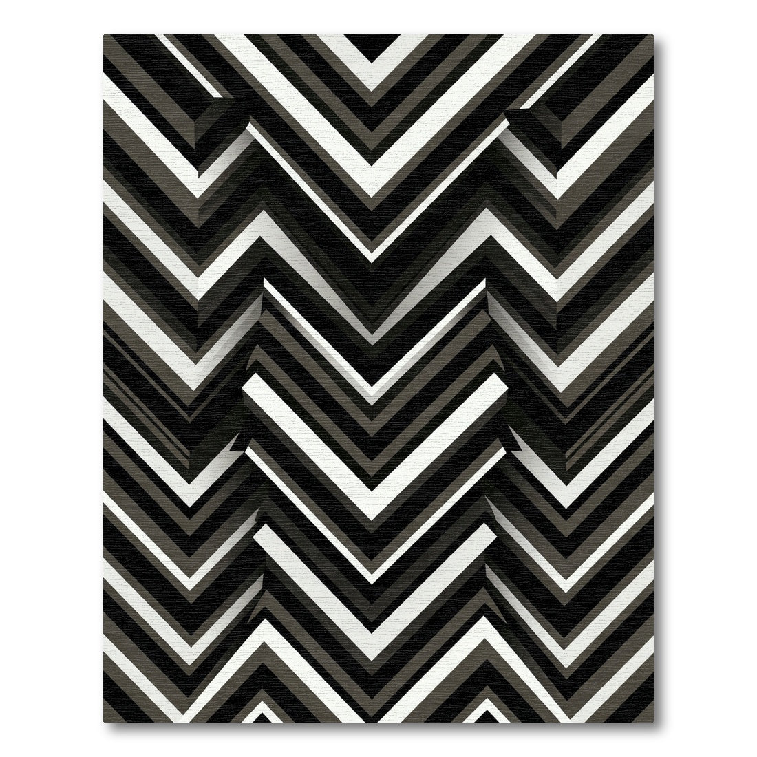 Bold Monochrome Zigzag Geometric Rug