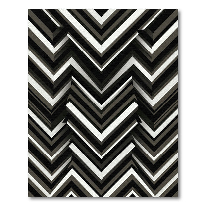 Bold Monochrome Zigzag Geometric Rug