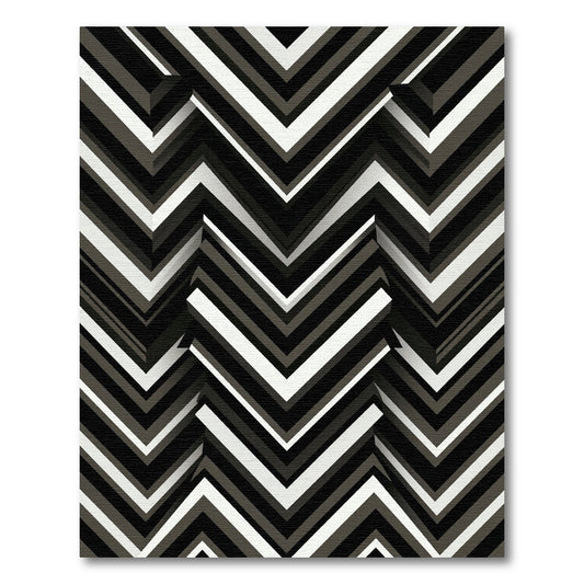 Bold Monochrome Zigzag Geometric Rug