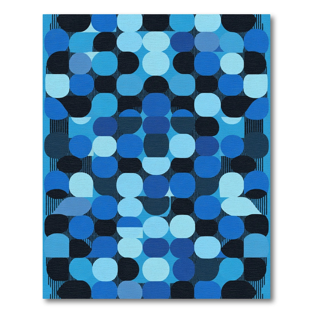 Aqua Blue Circles Mid Century Modern Rug