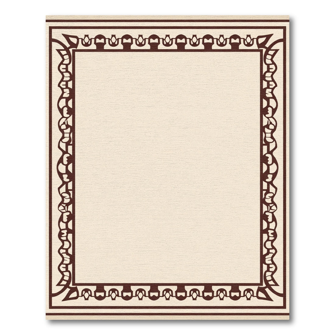 Rich Brown Geometric Vine Border Rug