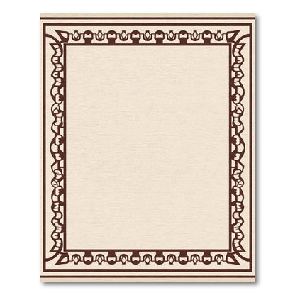 Rich Brown Geometric Vine Border Rug