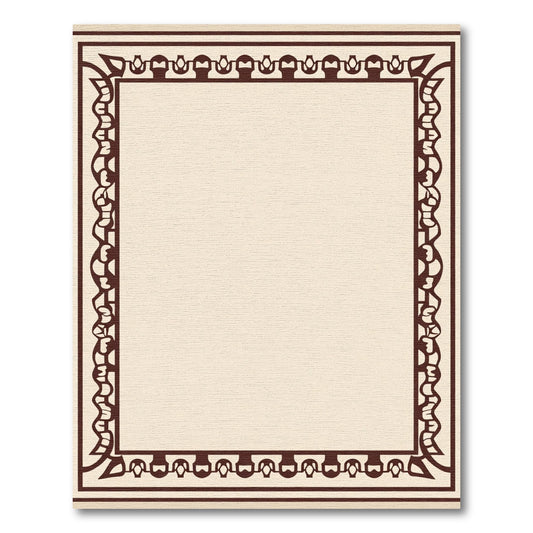 Rich Brown Geometric Vine Border Rug
