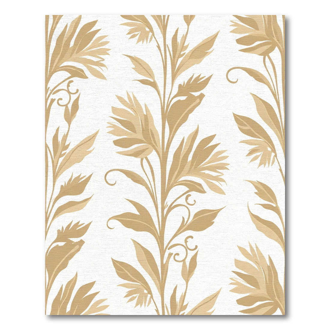 Golden Tropical Leaf Vertical Repeat Rug