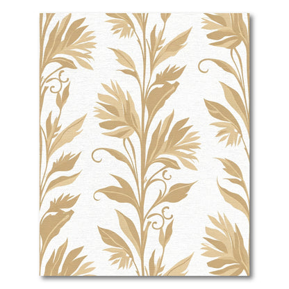 Golden Tropical Leaf Vertical Repeat Rug
