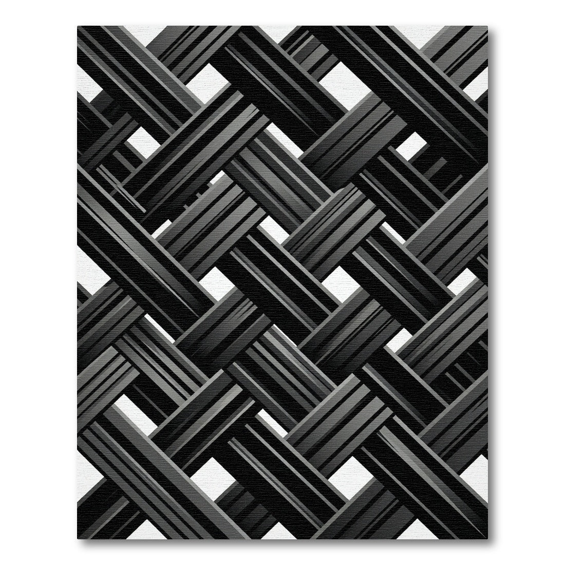 Monochrome Interwoven Charcoal Diagonal Grid Rug