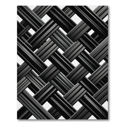Monochrome Interwoven Charcoal Diagonal Grid Rug