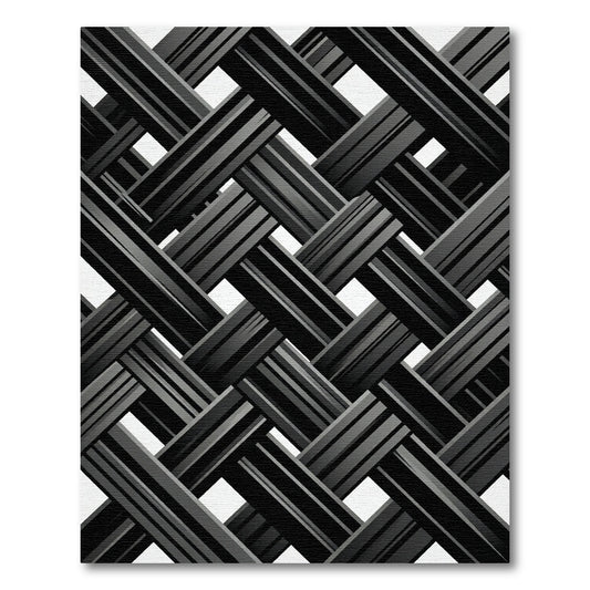 Monochrome Interwoven Charcoal Diagonal Grid Rug