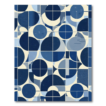 Mid Century Modern Blue Circles Rug