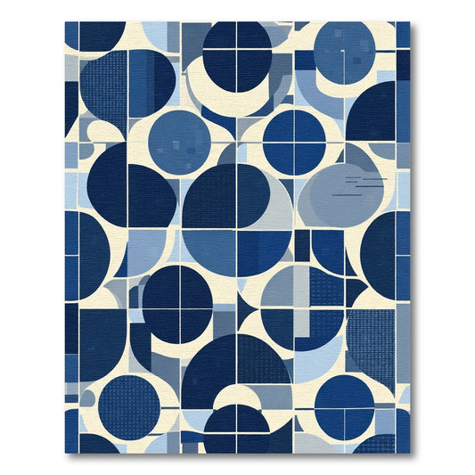 Mid Century Modern Blue Circles Rug