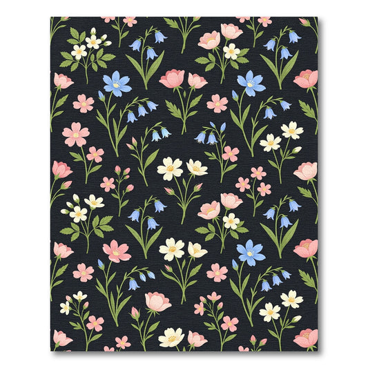 Pink Blue White Floral Stem Arrangement Rug