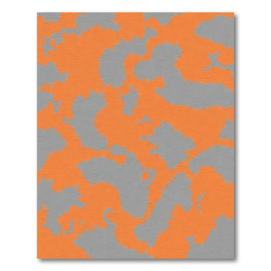 Orange Gray Abstract Camouflage Composition Rug